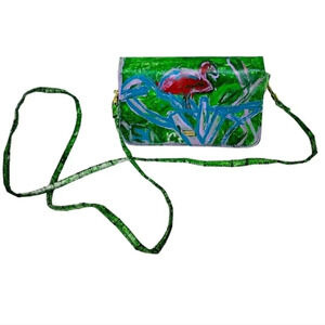 Buxton Upcycled RED Bird Tropical Crossbody Bag